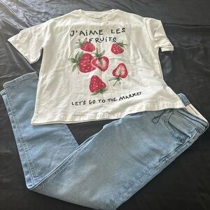 BRAND NEW ZARA GIRLS OUTFIT SIZE 10 IN JEANS AND SIZE 9-10 IN SHIRT